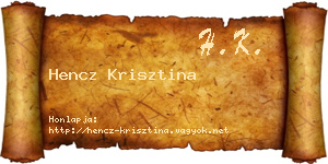Hencz Krisztina névjegykártya